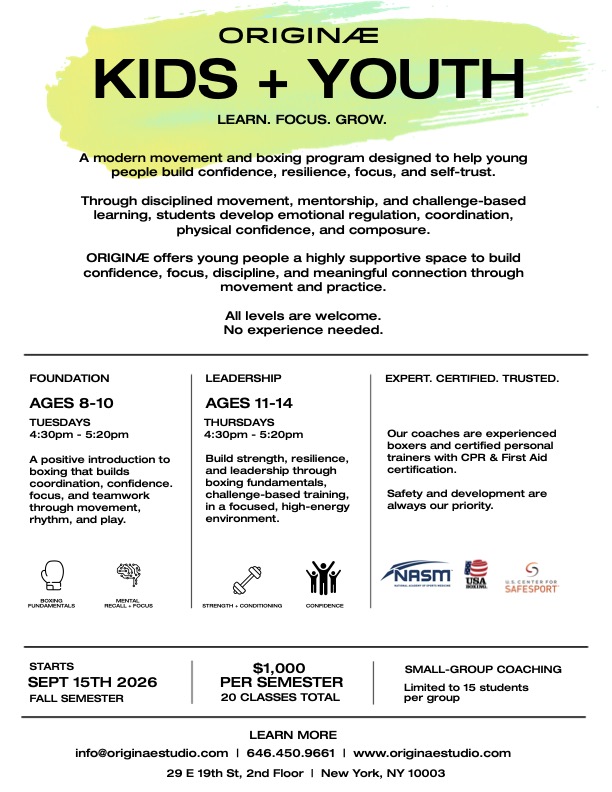 ORIGINÆ Kids and Youth Program Flyer